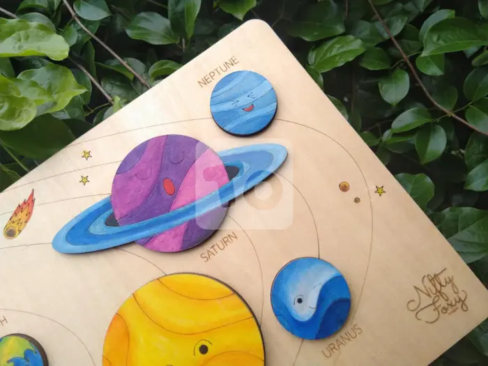 Wooden Alphabet , Wooden Numbers and Solar System Puzzle for Kinds