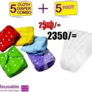 Reusable baby diapers - 5 diapers and 5 Inserts