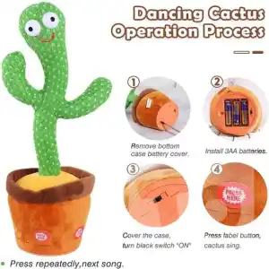 Dancing Cactus Toy, Funny Electric Cactus Toy for Kids Singing, Talking, Record & Repeats What You say