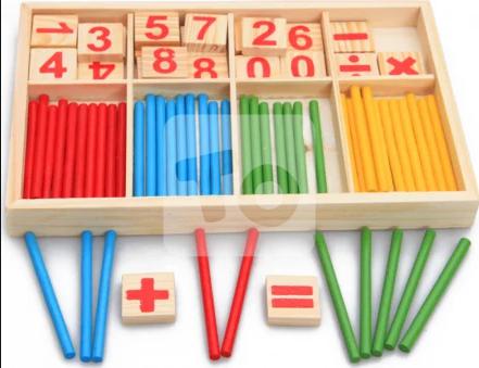 Counting Stick Calculation Math Educational Toy, Wooden Number Cards and Counting Rods Box