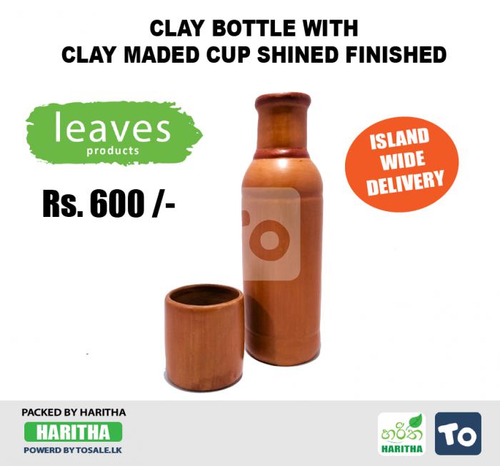 Clay water bottle in sri lanka with clay maded cup shined finished