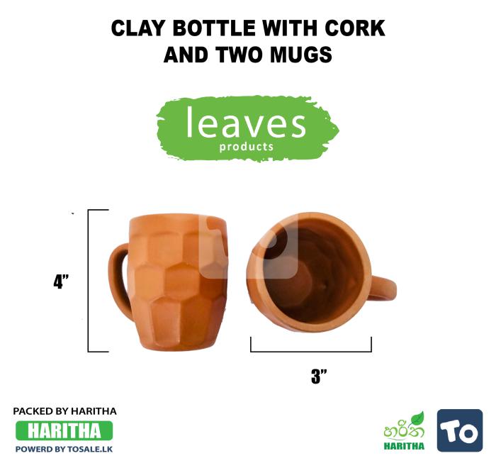 Clay and Potty Bottles in Sri lanka - New Clay Bottle with Cork and two Mugs clay products sri lanka