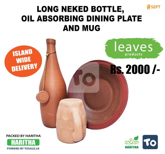 Clay bottle, Mug and Plate - Long Necked Clay Bottle, Mug and Plate