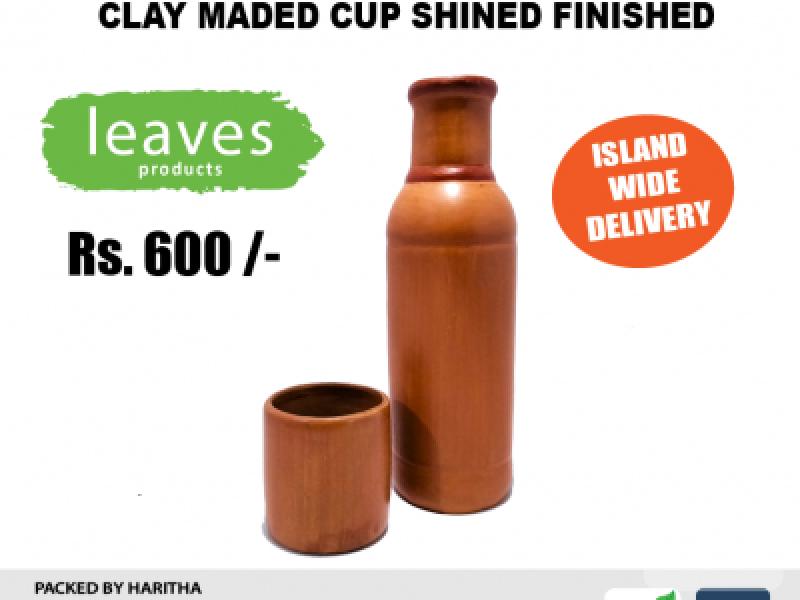 Clay water bottle in sri lanka with clay maded cup shined finished