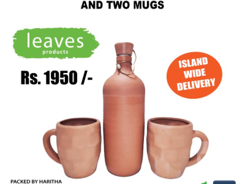 Clay and Potty Bottles in Sri lanka - New Clay Bottle with Cork and two Mugs clay products sri lanka