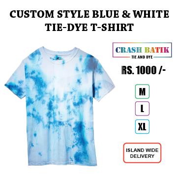 Custom Style Blue and white Tie-Dye T-Shirt