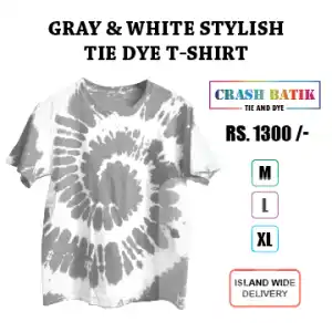Gray and White Stylish Tie Dye T-Shirt 