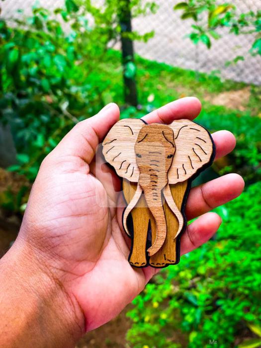 Fridge Magnet - Asian and African Elephants Handcraft Designed Surface Magnet Art