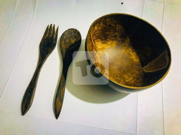 Coconut Spoon, Fork and Cups Sri Lanka
