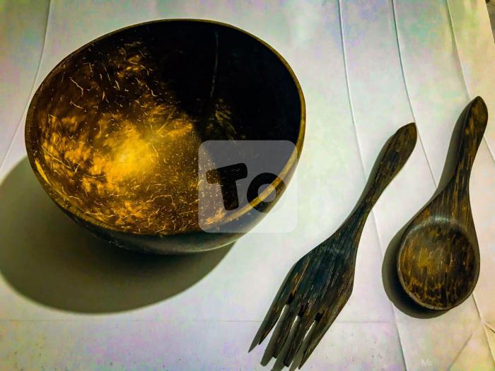 Coconut Spoon, Fork and Cups Sri Lanka