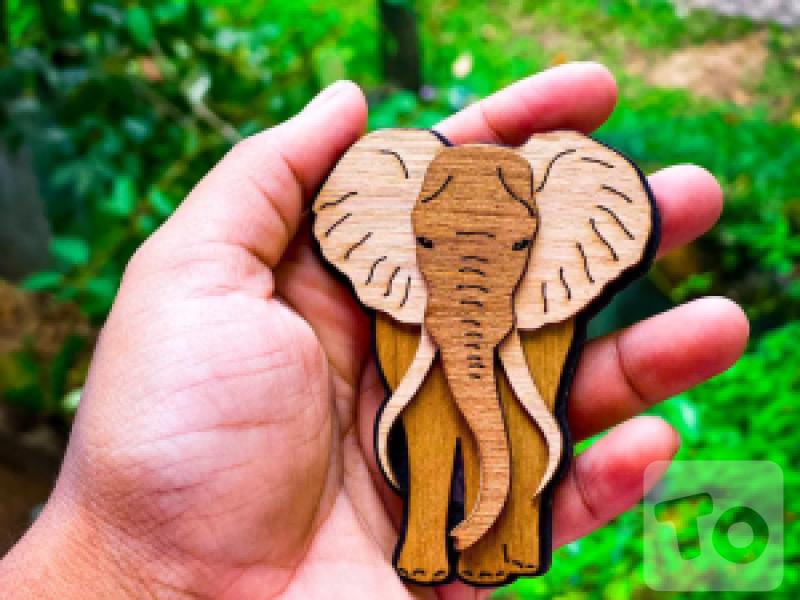 Fridge Magnet - Asian and African Elephants Handcraft Designed Surface Magnet Art