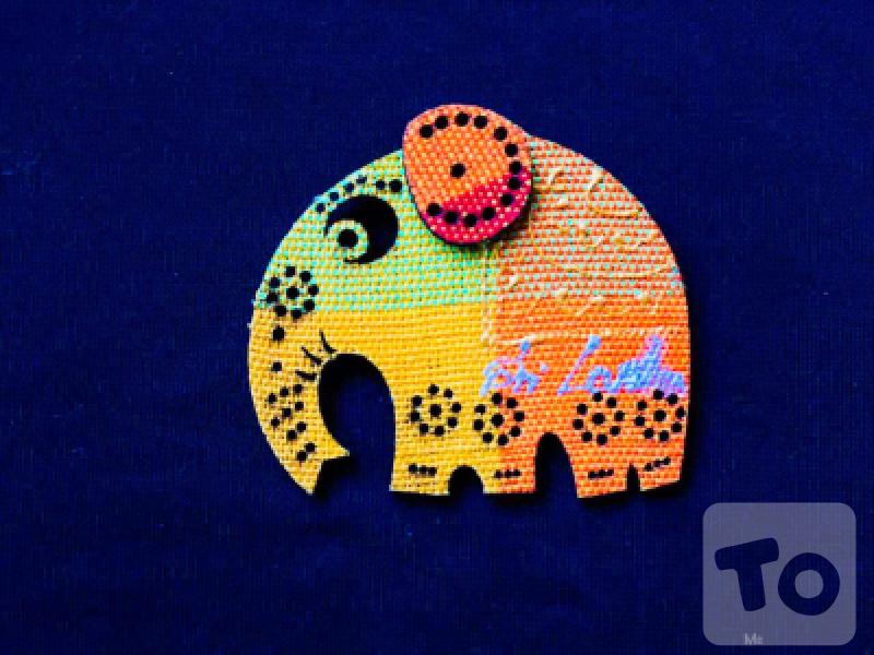 Fridge Magnet - Handloom Elephants designed Surface Magnet Art