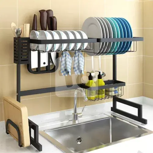 Dish Drying Rack Kitchen Stainless Steel Over The Sink Shelf Storage 65cm