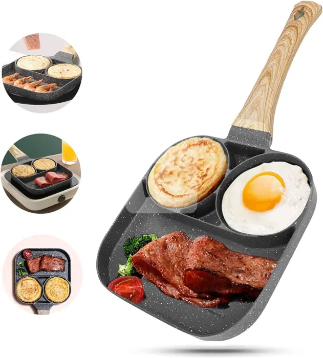 Aluminum Egg Frying Pan 2-hole Non-stick Easy To Clean Cookware Kitchen Supplies